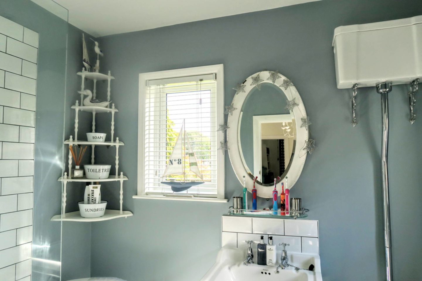 quirky shabby chic family bathroom
