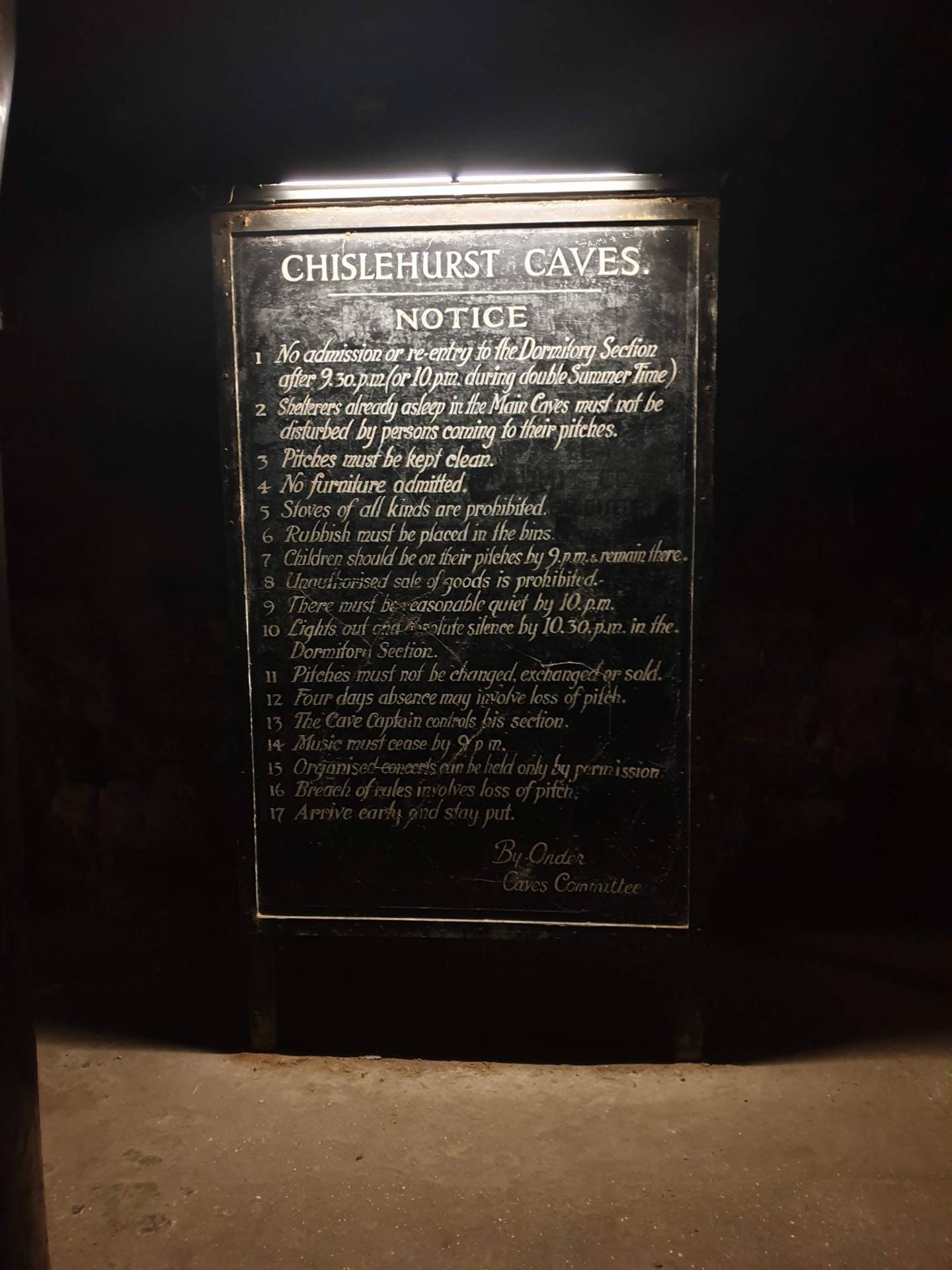 rules of the caves Chislehurst