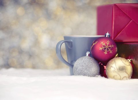 presents with mug and baubles