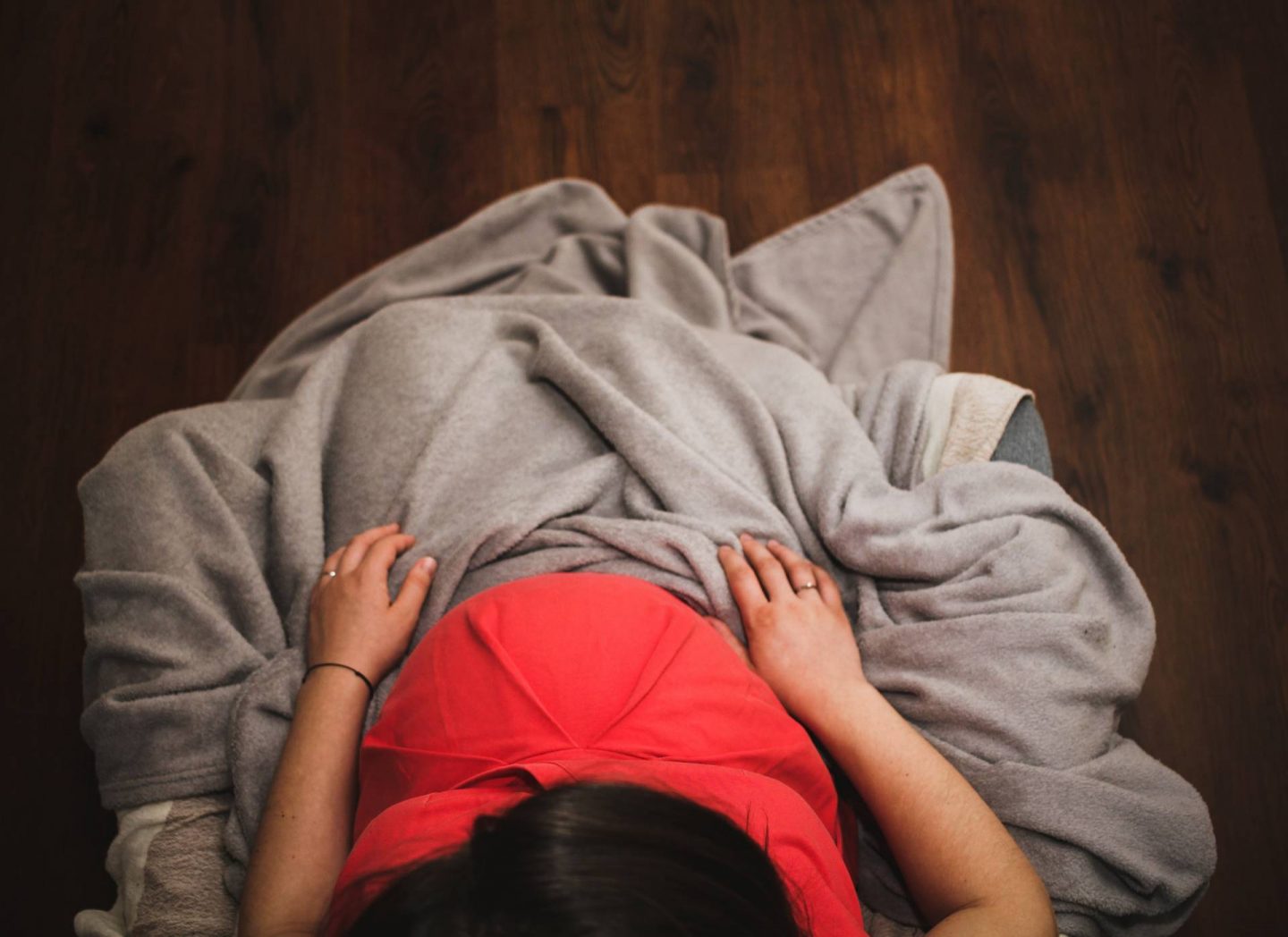 pregnant woman with blanket