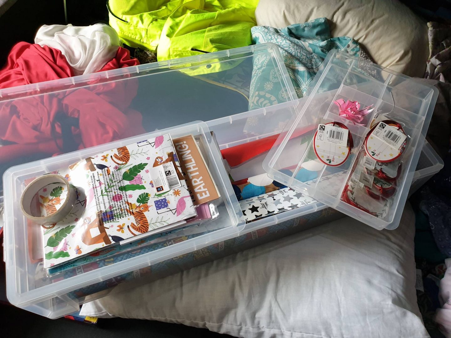 gift wrap storage idea