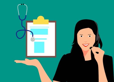 medical illustration, nurse, clipboard, stethoscope